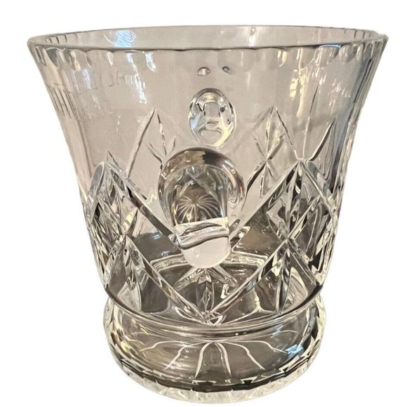Genuine Hand Cut Zawiecie 24%  Lead Clear Crystal Ice Bucket With Handle Poland - Picture 5 of 8